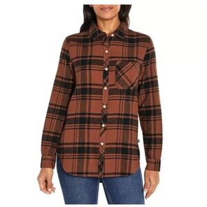 NEW Gap Ladies Relaxed Fit Flannel Size XS Tortoise Shell Plaid